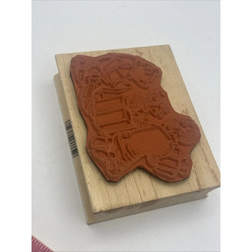 All Night Media Rubber Stamps 765J GIFT WRAPPING PARTY CHRISTMAS winnie the pooh